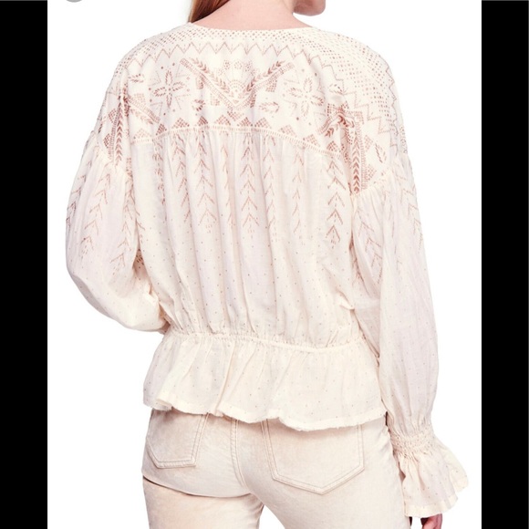 Free People Counting Star Shimmer Peasant Blouse - Picture 2 of 8
